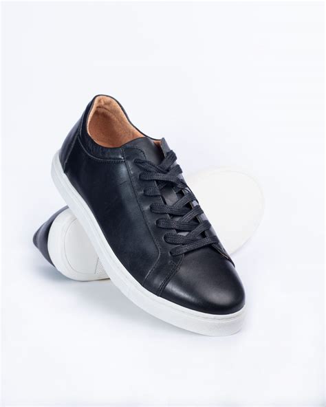 black leather sneakers white sole